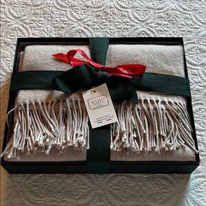 Cream Fringe Throw Blanket